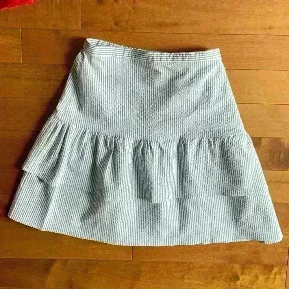Anthropologie | Jane and Delancey tiered mini skirt blue & white stripe size med - Picture 2 of 4